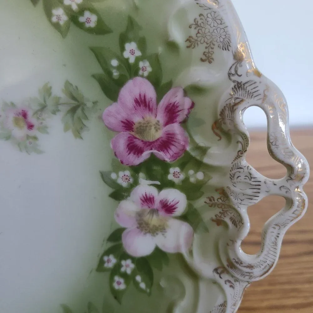 Antique Rosenthal Iris Bavaria Porcelain China Floral Serving Plate R.C. Crown